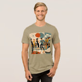 Midden Eeuw Modern Hippe Martini Dansfeest Tri-Blend Shirt (Voorkant volledig)