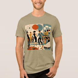 Midden Eeuw Modern Hippe Martini Dansfeest Tri-Blend Shirt