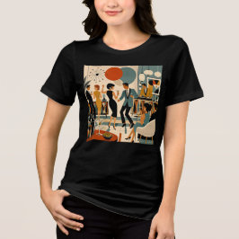 Midden Eeuw Modern Hippe Martini Dansfeest Tri-Blend Shirt