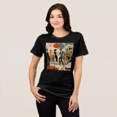 Midden Eeuw Modern Hippe Martini Dansfeest Tri-Blend Shirt (Voorkant volledig)