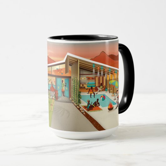 Midden eeuw Modern Huis Tiki Party House Mok (Voorkant rechts)