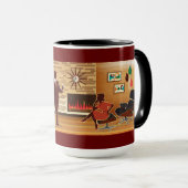 Midden eeuw Modern Huis Woonkamer Scène Mok (Voorkant rechts)