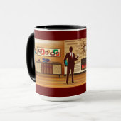 Midden eeuw Modern Huis Woonkamer Scène Mok (Voorkant links)