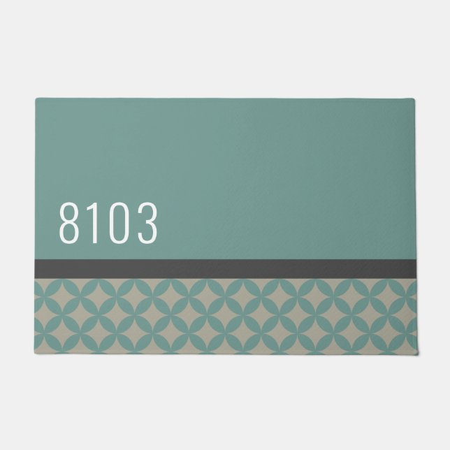 Midden eeuw modern huisadres jaren zeventig deurmat (Voorkant)