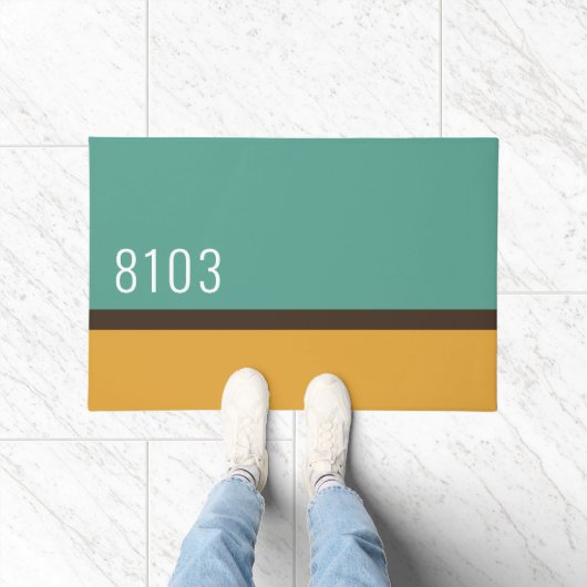 Midden eeuw modern huisadres turquoise geel deurmat (Binnen)