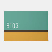 Midden eeuw modern huisadres turquoise geel deurmat (Voorkant)