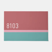 Midden eeuw modern huisadres turquoise roze deurmat (Voorkant)