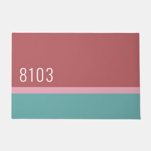 Midden eeuw modern huisadres turquoise roze deurmat (Voorkant)