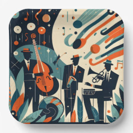 Midden Eeuw Modern Jazz Age Trio Papieren Bordje