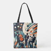Midden Eeuw Modern Jazz Age Trio Tote Bag (Achterkant)