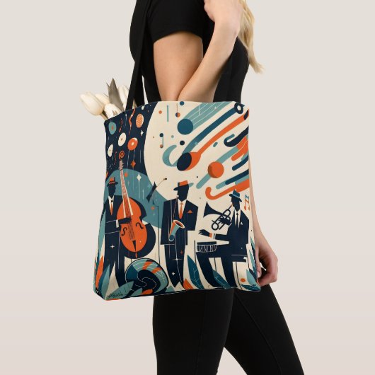 Midden Eeuw Modern Jazz Age Trio Tote Bag (Dichtbij)