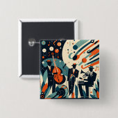 Midden Eeuw Modern Jazz Tijdperk Trio Vierkante Button 5,1 Cm (Voorkant /achterkant)