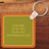 Midden eeuw modern kat op geometrisch patroon sleutelhanger (Achterkant)