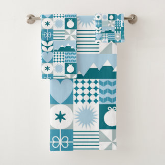 Midden eeuw modern kerst geometrisch patroon bad handdoek