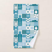 Midden eeuw modern kerst geometrisch patroon bad handdoek (Handdoek)