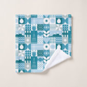 Midden eeuw modern kerst geometrisch patroon bad handdoek (Wasdoekje)