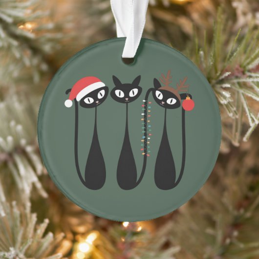 Midden eeuw modern Kerstmis katten retro klassiek Ornament (Boom)