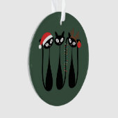 Midden eeuw modern Kerstmis katten retro klassiek Ornament (voorkant)