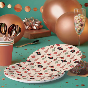Midden eeuw modern kerstpatroon papieren bordje