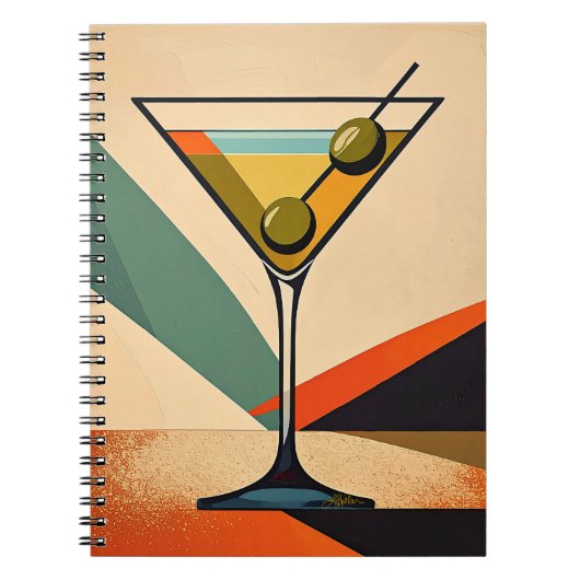 Midden eeuw modern kleur blok Martini kunst Notitieboek (Voorkant)