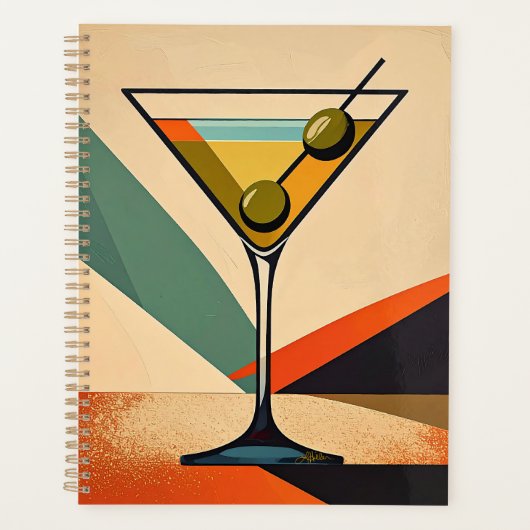 Midden eeuw modern kleur blok Martini kunst Planner (Voorkant)