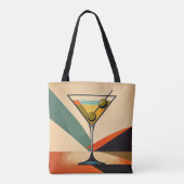 Midden eeuw modern kleur blok Martini kunst Tote Bag (Achterkant)