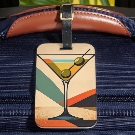 Midden eeuw modern kleurblok martini kunst bagagelabel (Voorkant Insitu 2)
