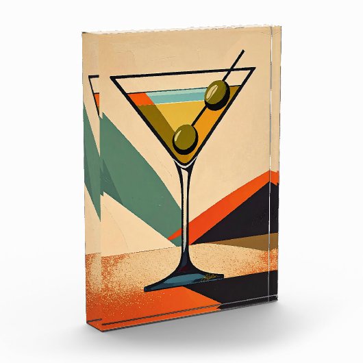 Midden eeuw modern kleurblok martini kunst fotoblokken (Links)