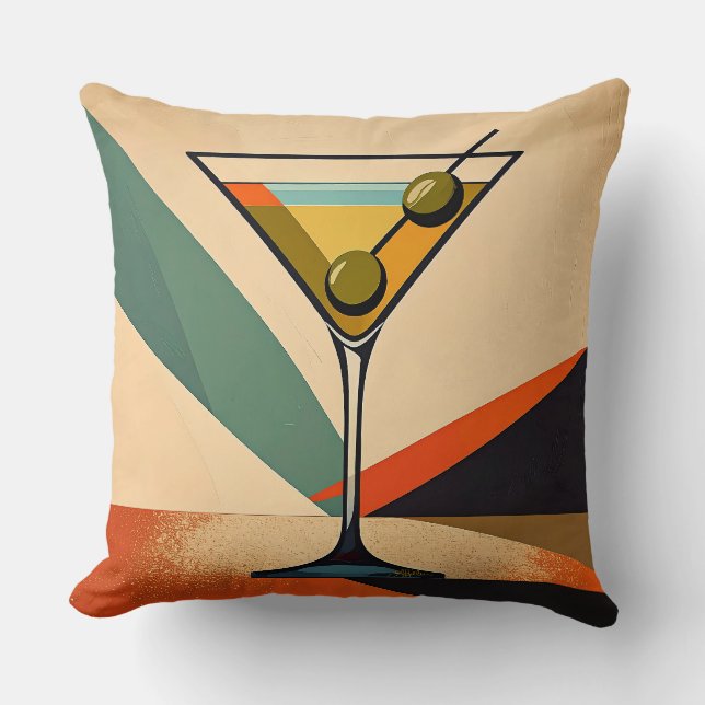 Midden eeuw modern kleurblok martini kunst kussen (Voorkant)