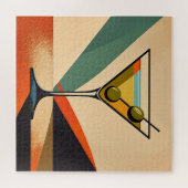 Midden eeuw modern kleurblok martini kunst legpuzzel (Horizontaal)