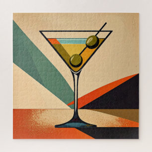 Midden eeuw modern kleurblok martini kunst legpuzzel