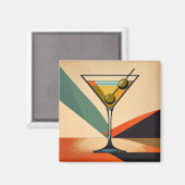 Midden eeuw modern kleurblok martini kunst magneet (Voorkant / Achterkant)