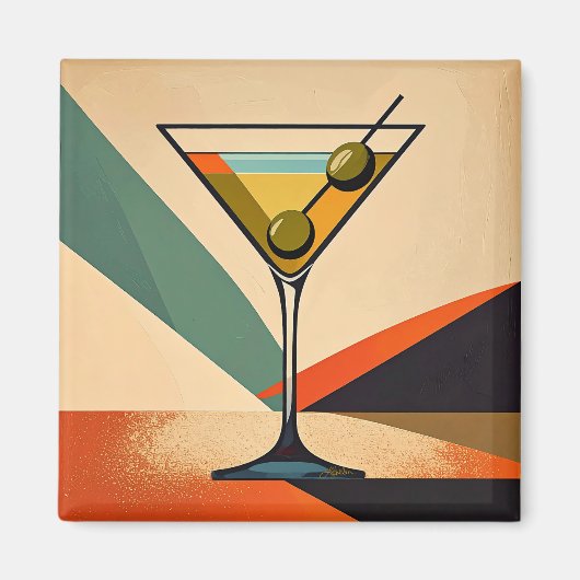 Midden eeuw modern kleurblok martini kunst magneet (Voorkant)