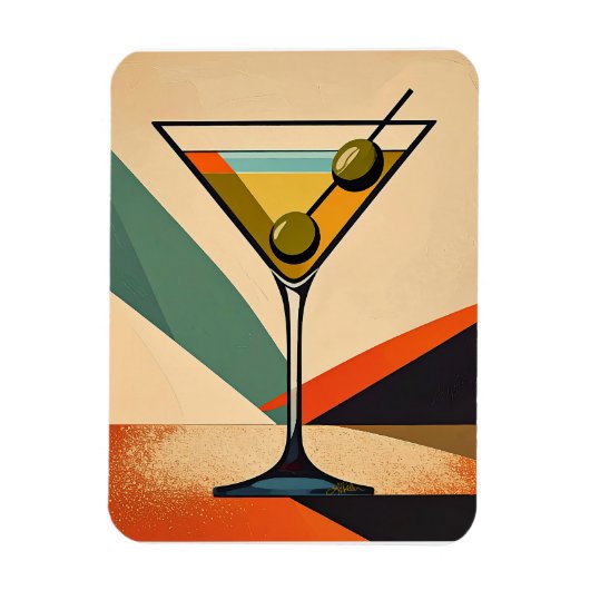 Midden eeuw modern kleurblok martini kunst magneet (Verticaal)