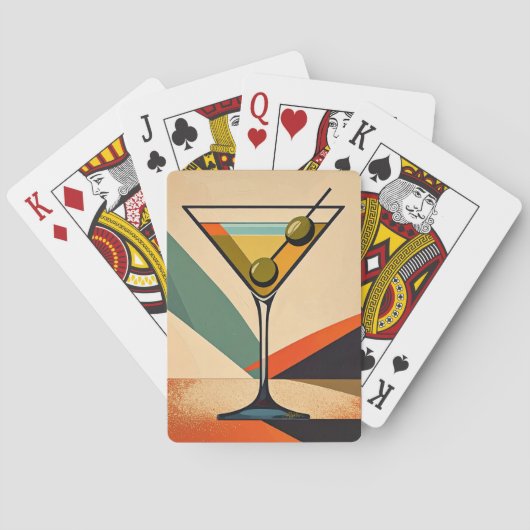 Midden eeuw modern kleurblok martini kunst pokerkaarten (Achterkant)
