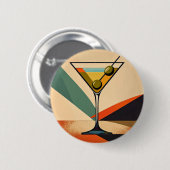 Midden eeuw modern kleurblok martini kunst ronde button 5,7 cm (Voorkant /achterkant)