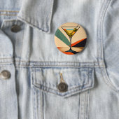 Midden eeuw modern kleurblok martini kunst ronde button 5,7 cm (In situ)