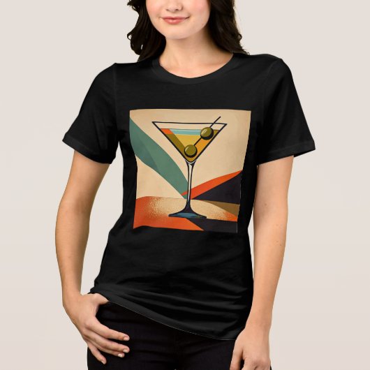 Midden eeuw modern kleurblok martini kunst Tri-Blend shirt (Voorkant)