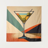 Midden eeuw modern kleurblok martini kunst wandkleed (Voorkant)