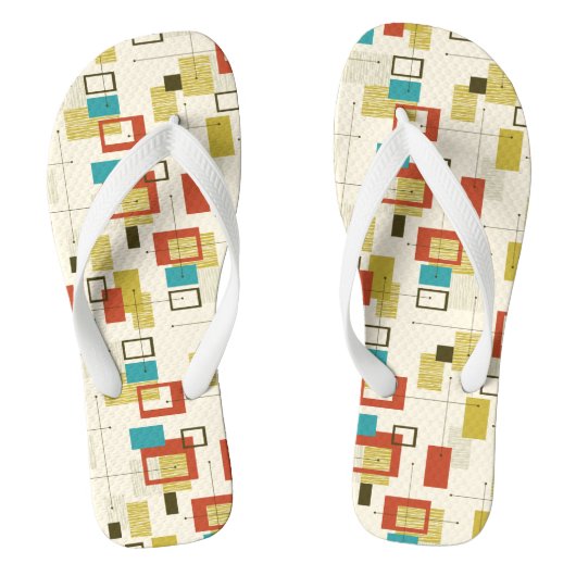 Midden-Eeuw modern kleurrijk geometrisch patroon Teenslippers (Voetbed)