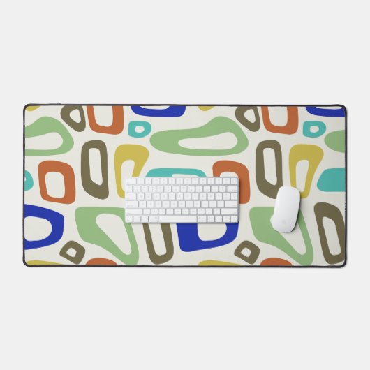 Midden-Eeuw modern, kleurrijk groovy retro patroon Bureaumat (Keyboard & Muis)