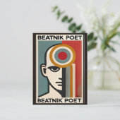 Midden eeuw modern kunst Beatnik dichter Briefkaart (Staand voorkant)