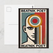 Midden eeuw modern kunst Beatnik dichter Briefkaart (Voorkant / Achterkant)