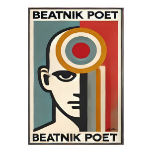 Midden eeuw modern kunst Beatnik dichter Foto Afdruk