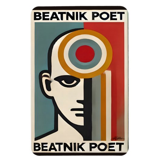 Midden eeuw modern kunst Beatnik dichter Magneet (Verticaal)