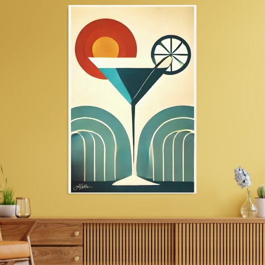 Midden Eeuw Modern Kunst Berg Zonsondergang Martin Canvas Afdruk (Insitu (Woonkamer))