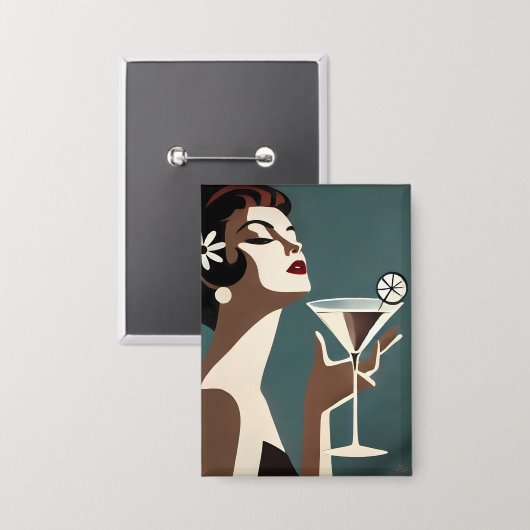 Midden Eeuw Modern Kunst De Martini DIva Button (Voorkant / Achterkant)