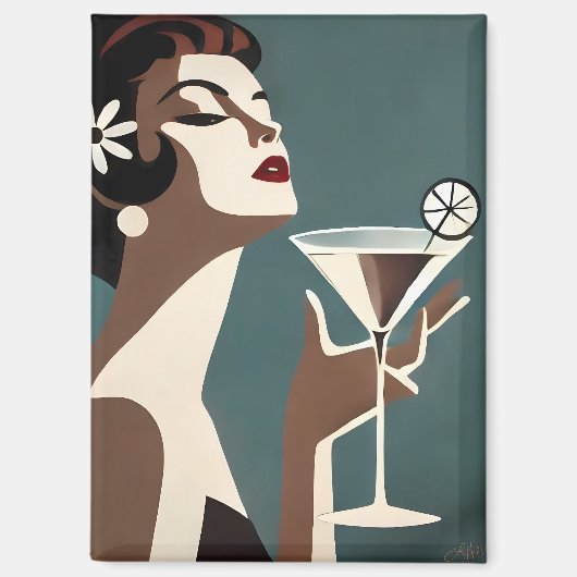 Midden eeuw modern kunst de Martini DIva Magneet (Voorkant)