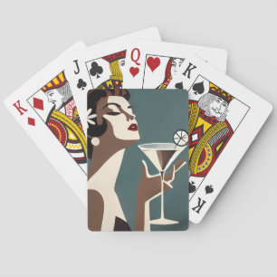 Midden eeuw modern kunst de Martini DIva Pokerkaarten