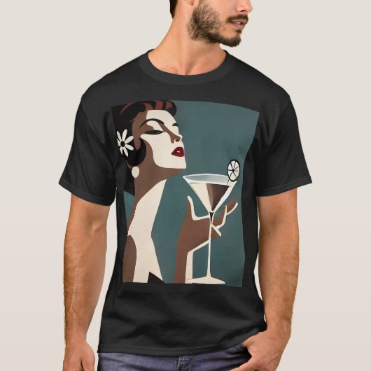 Midden eeuw modern kunst de Martini DIva T-shirt (Voorkant)